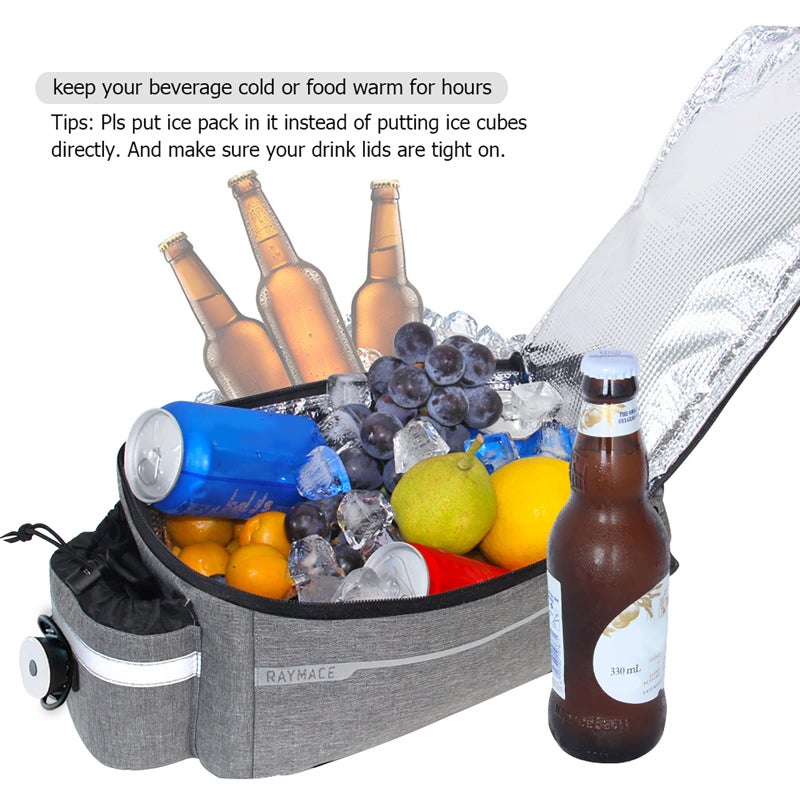 RAYMACE Bike Rear Rack Bag with Tail light, Bike Truck Cooler Bag for Warm or Cold Items - Image 3